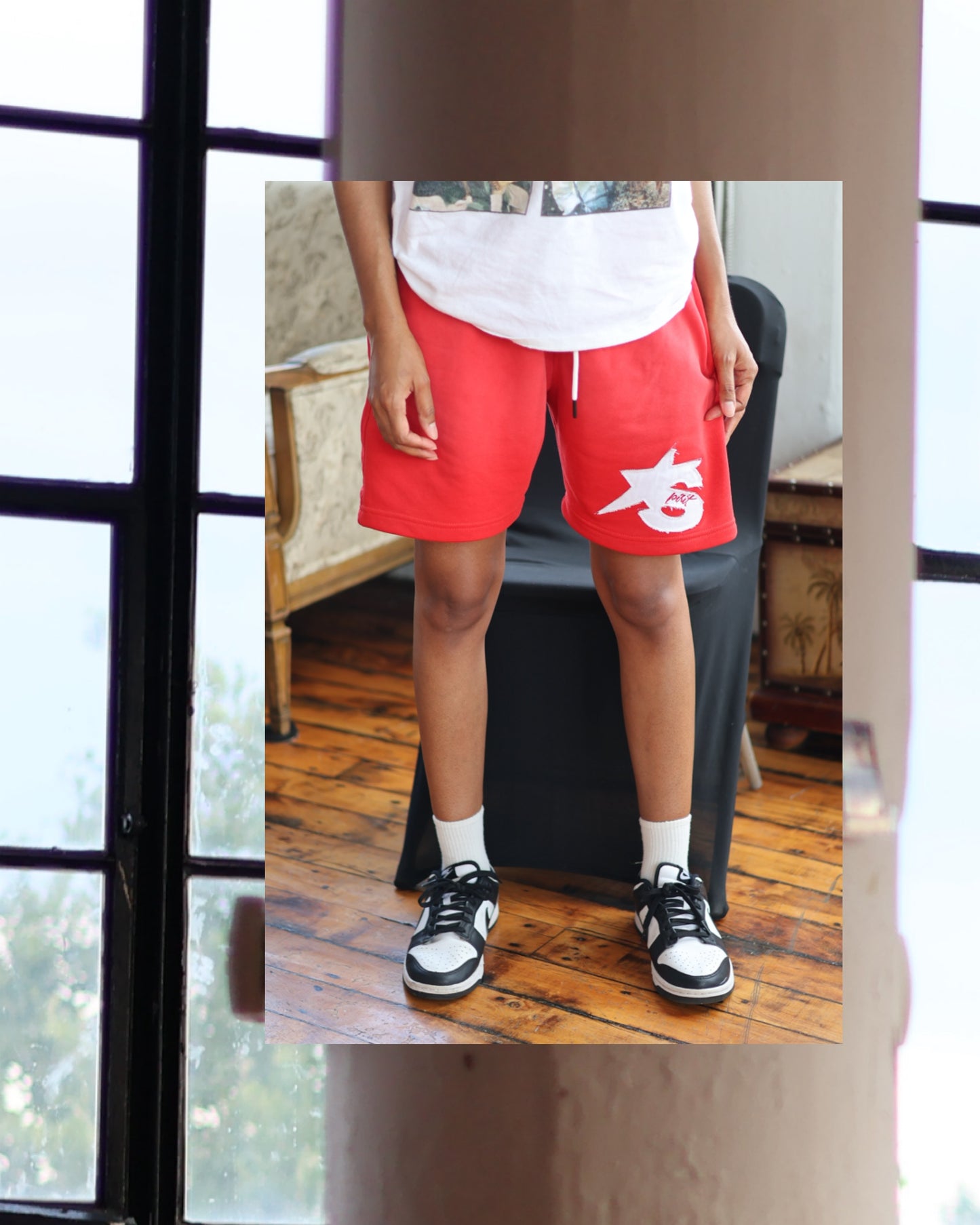 Distressed Logo Shorts